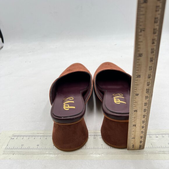 FYS Brown Round Toe Slip on Mules Chunky Block Low Heel Slippers Indoor Shoes - Picture 4 of 8